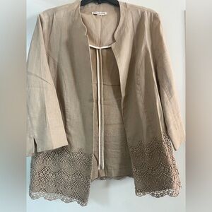 Coldwater Creek Tan Lace Trim Jacket